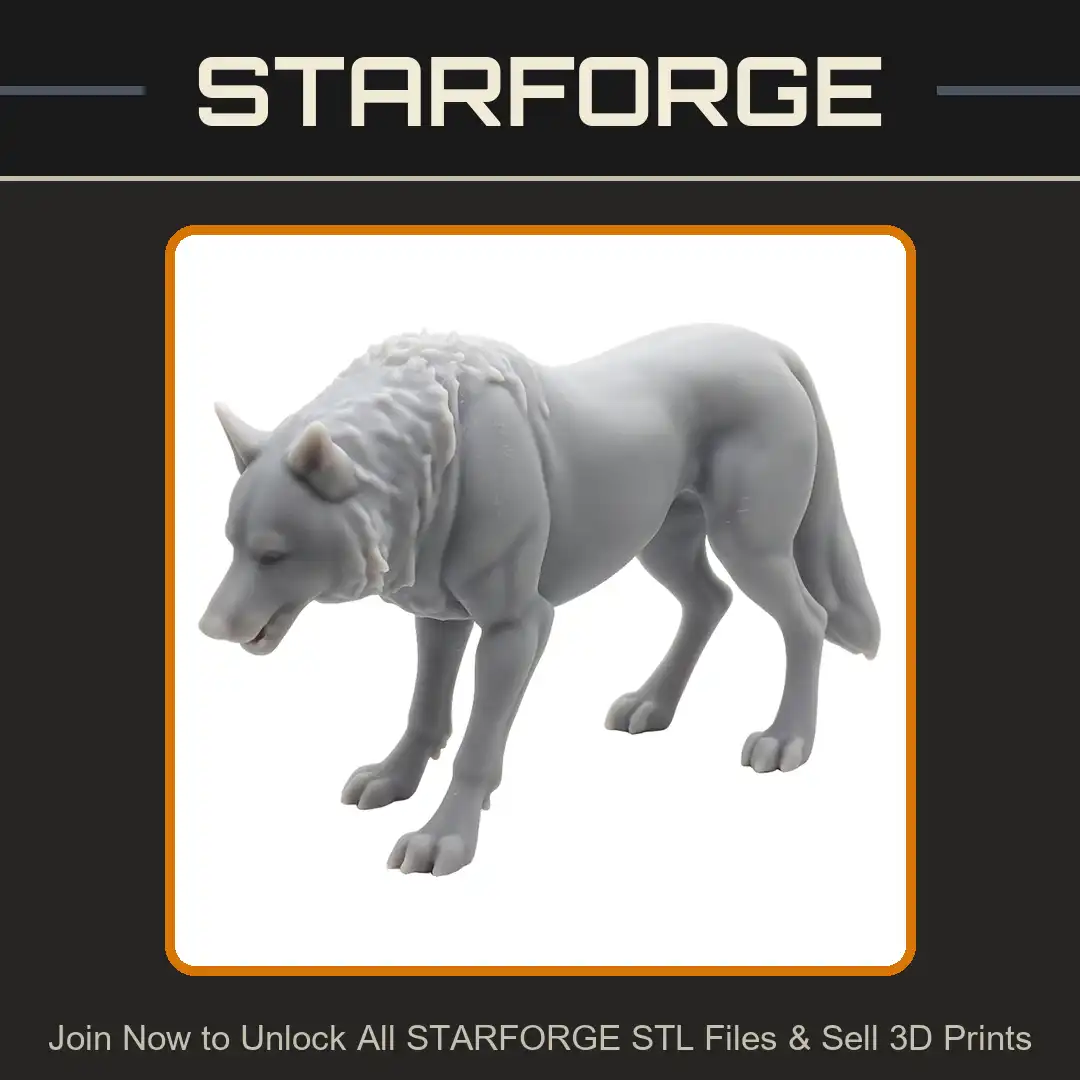 Muscular Prowling Wolf Stalking Snarling Mane Thick Fur Heavy Paws Alpha Great Wolf Canine - View 1 of 2