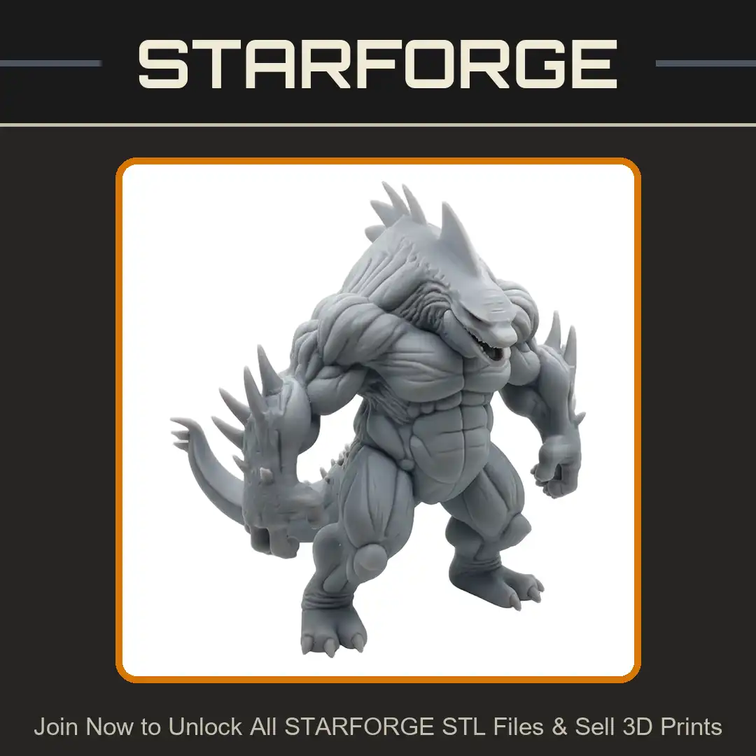 Muscular Saurian Brute Spiked Forearms Dorsal Fin Crested Lizardman Monster Tail - View 1 of 2