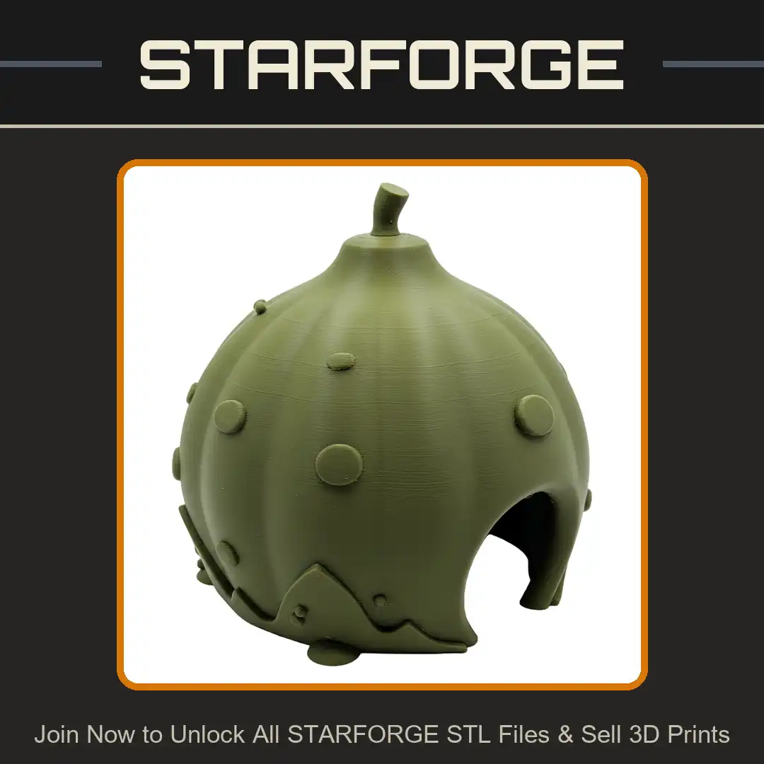 Mushroom Toadstool Pumpkin Gourd House Hut Stem Spots Ridges Arched Doorway Zigzag Trim - View 1 of 2