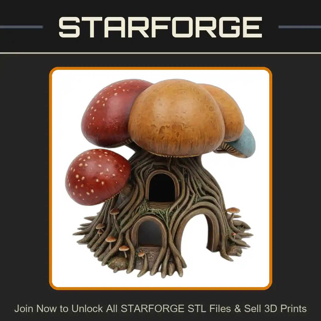 Mushroom Tree House Organic Roots Entrances Fantasy Structure Reptile Fish Tank - 3D Printable STL File