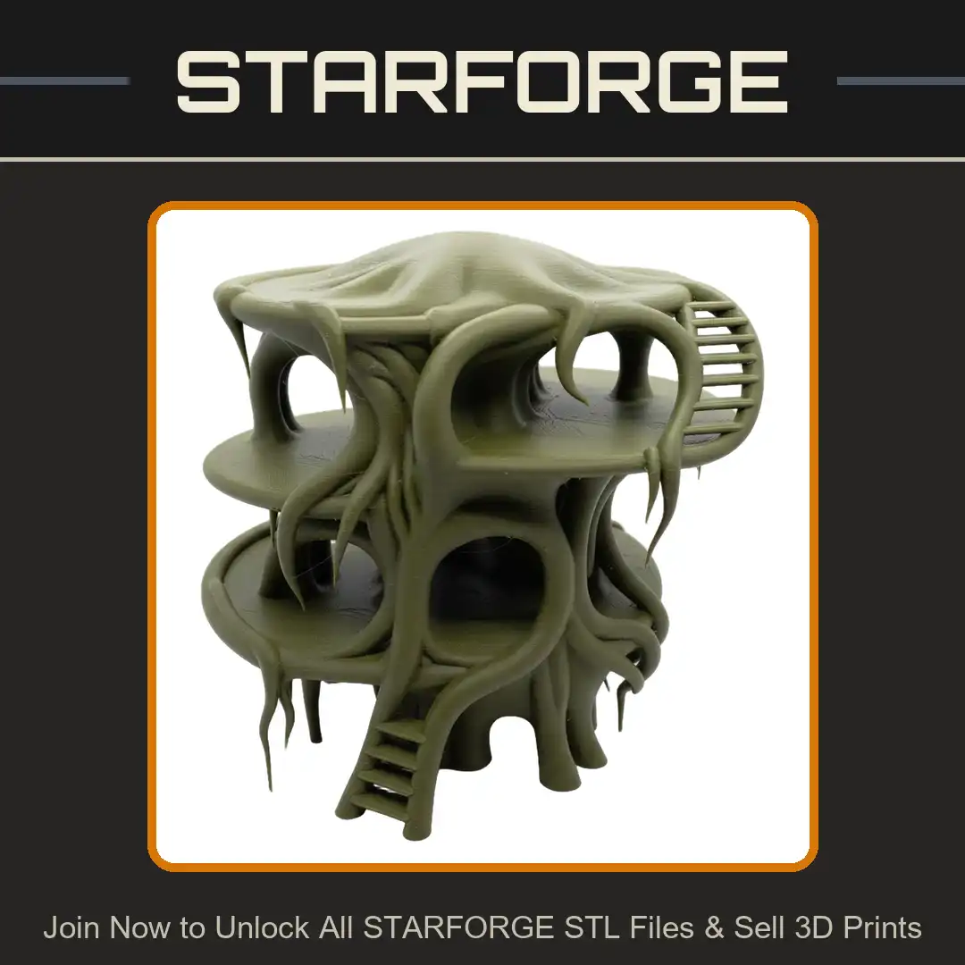 Organic Biomorphic Treehouse Triple Tiered Tower Spiral Stairs Root Vine Elven Dwelling - View 1 of 2