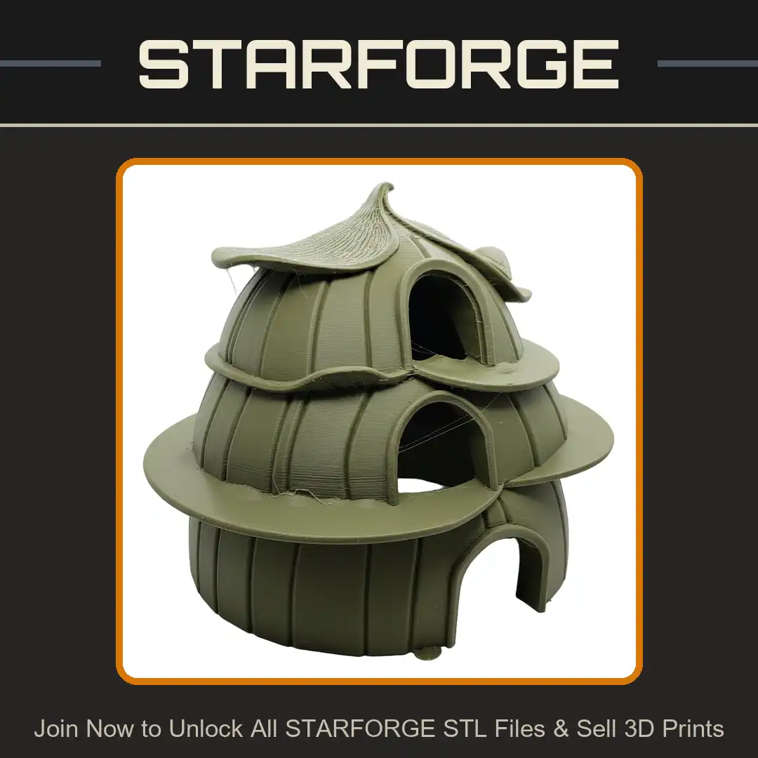 Organic Three Tiered Hut Fairy Gnome House Arched Doorway Thatch Roof Curled Apex - View 1 of 2