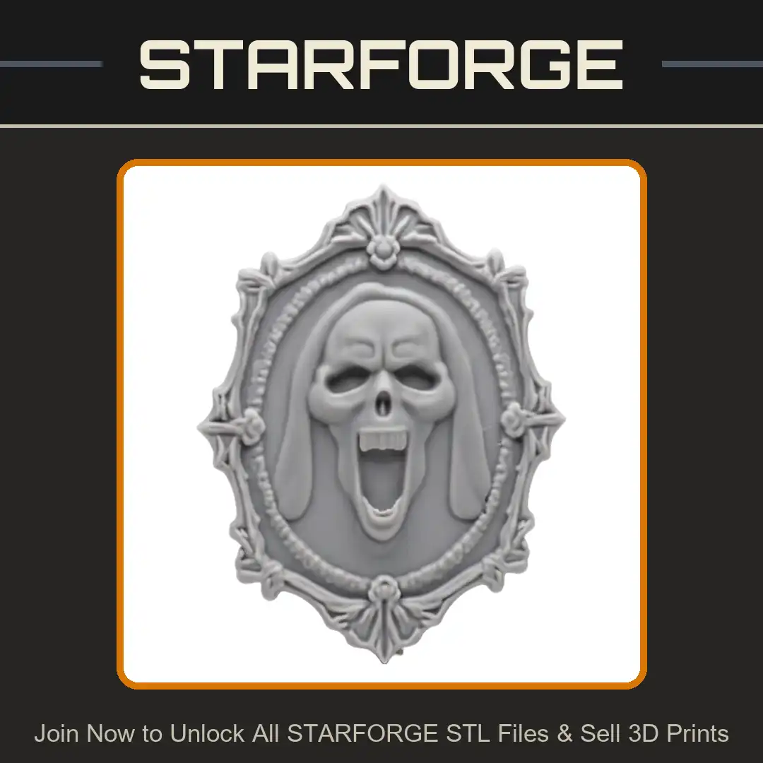 Ornate Baroque Victorian Oval Mirror Frame Screaming Ghost Face Wailing Gaping Mouth - 3D Printable STL File