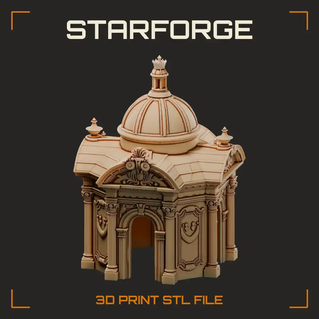 Ornate Domed Baroque Pavilion Pet Hide with Arched Doorways and Carved Pediments
