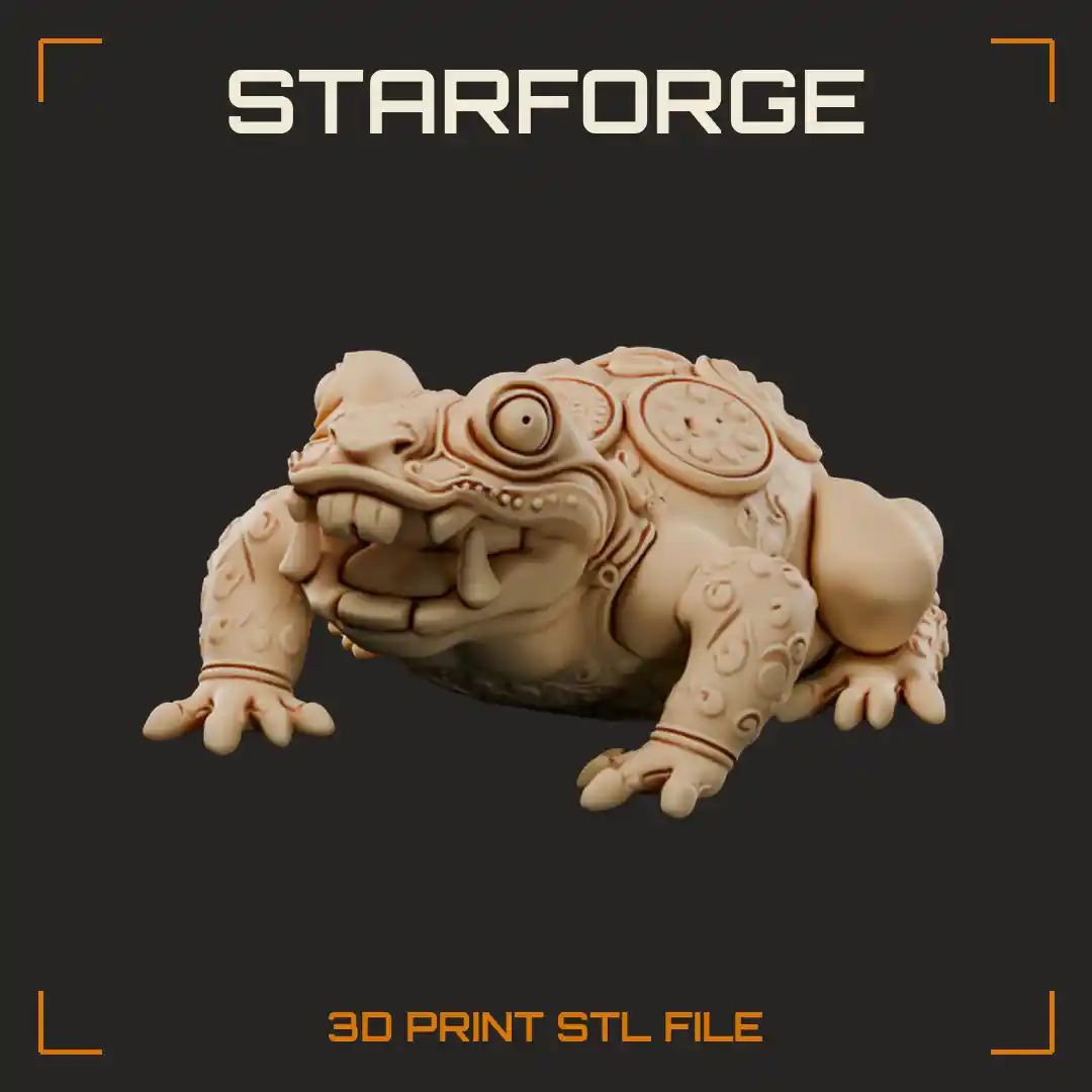 Ornate Jade Money Toad with Fanged Gaping Mouth and Medallion-Studded Back - 3D Printable STL File