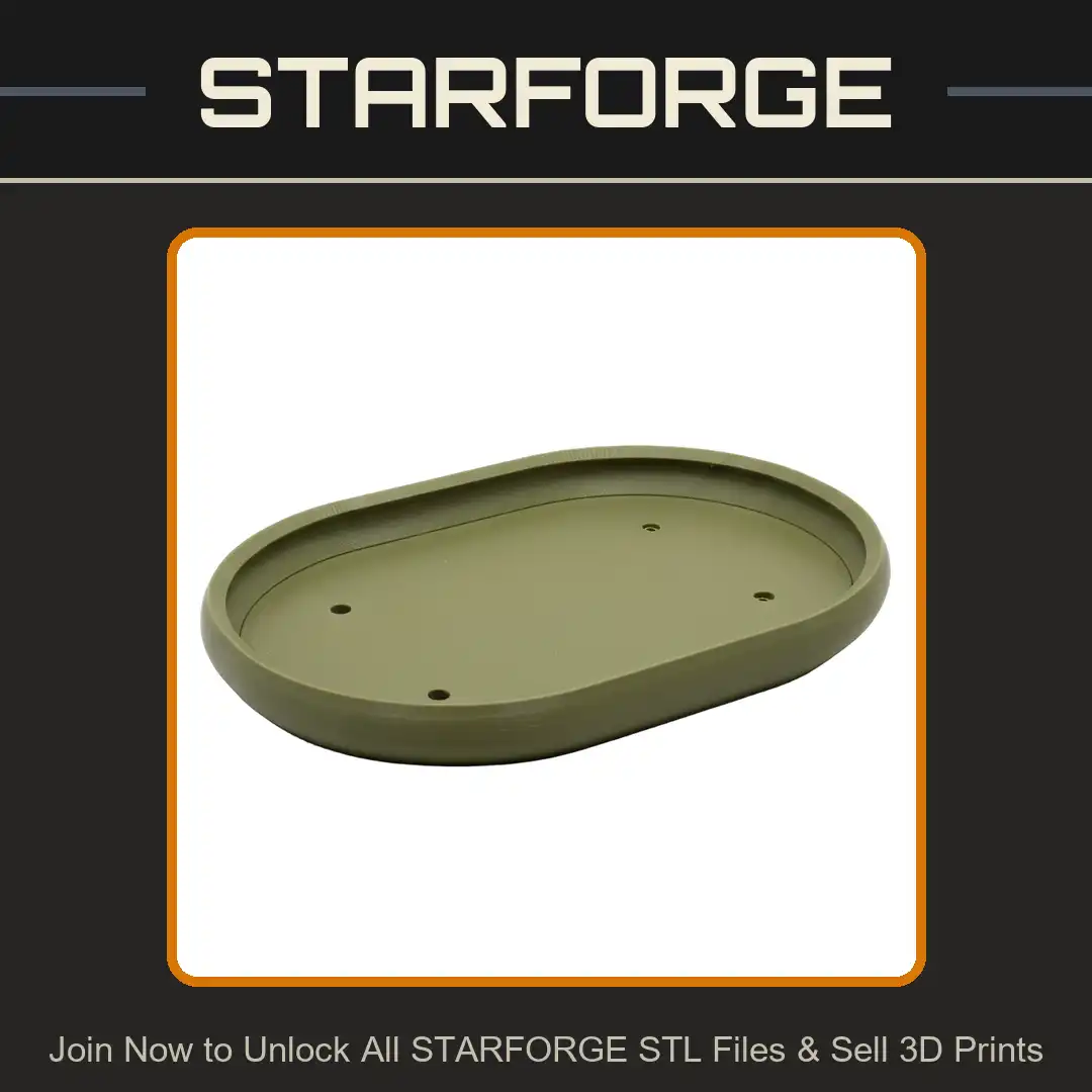 Oval Oblong Capsule Catchall Tray Rounded Bullnose Rim Four Mounting Holes Shallow Plate - View 1 of 2