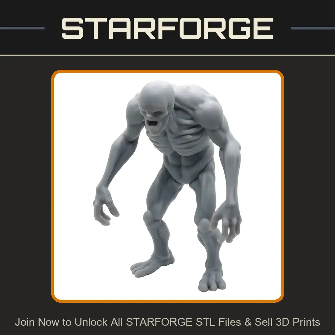 Pale Eyeless Ghoul Blind Muscular Mutant Gaping Mouth Ribbed Chest Hunched Abomination - View 1 of 2