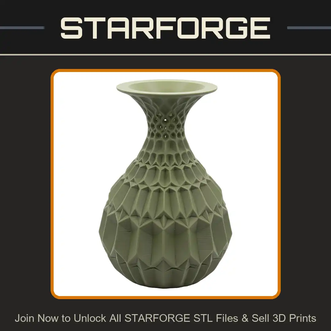 Parametric Geometric Faceted Hexagonal Vase Diamond Fluted Modern Sculptural Vessel - View 1 of 2