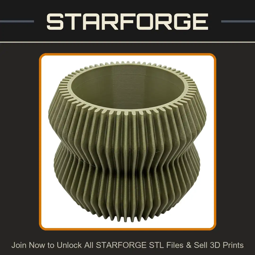 Parametric Hourglass Ribbed Vase Planter Geometric Modern Abstract Fluted Vessel Pot - View 1 of 2