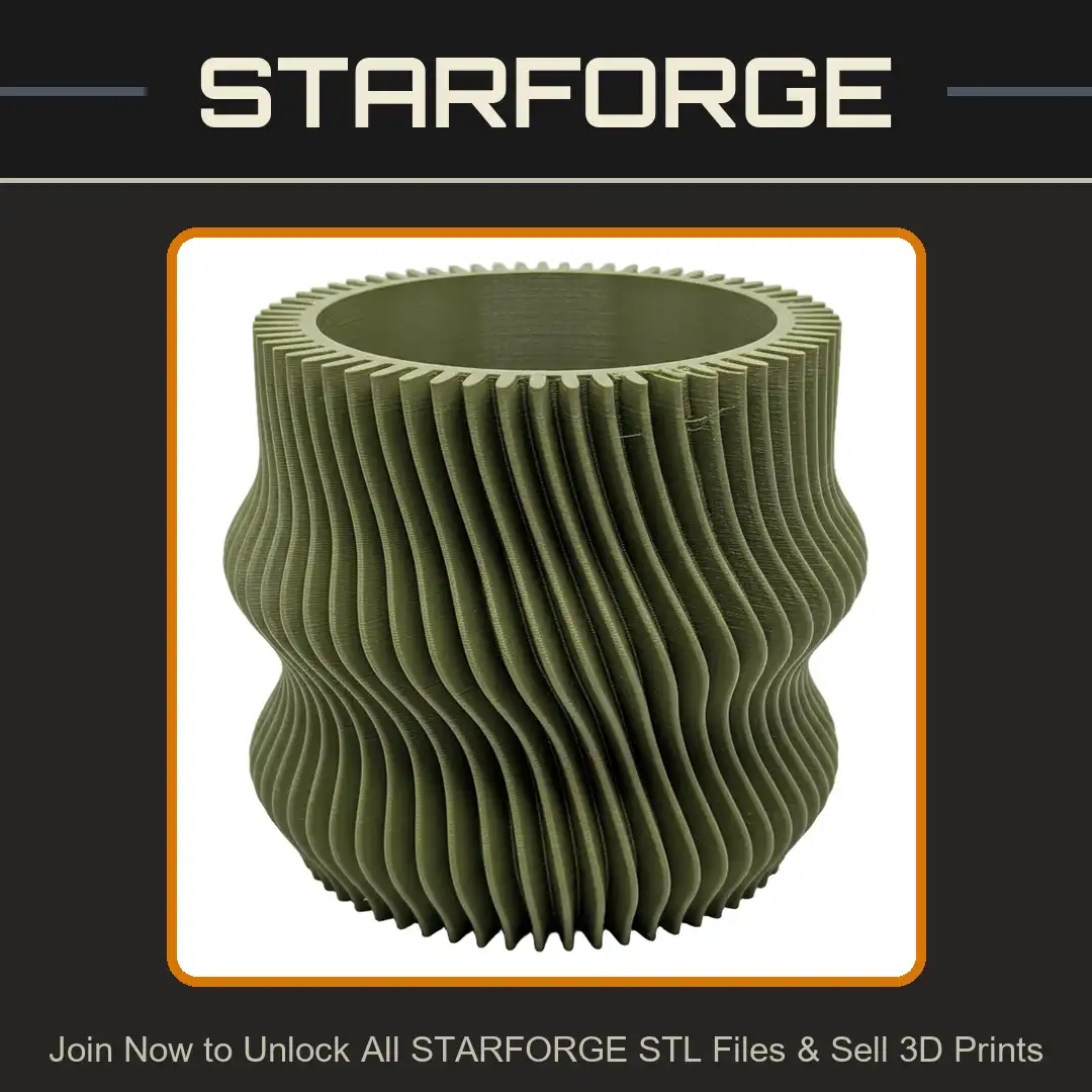 Parametric Wavy Ribbed Vase Planter Modern Geometric Hourglass Cylinder Vessel Pot - View 1 of 2
