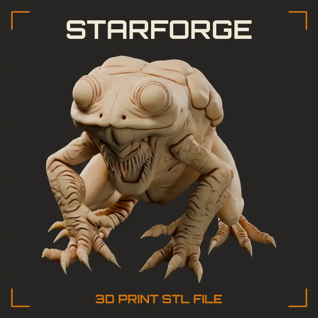 Parasite Toad with Armored Plated Back Bulging Eyes and Fanged Tendril Maw