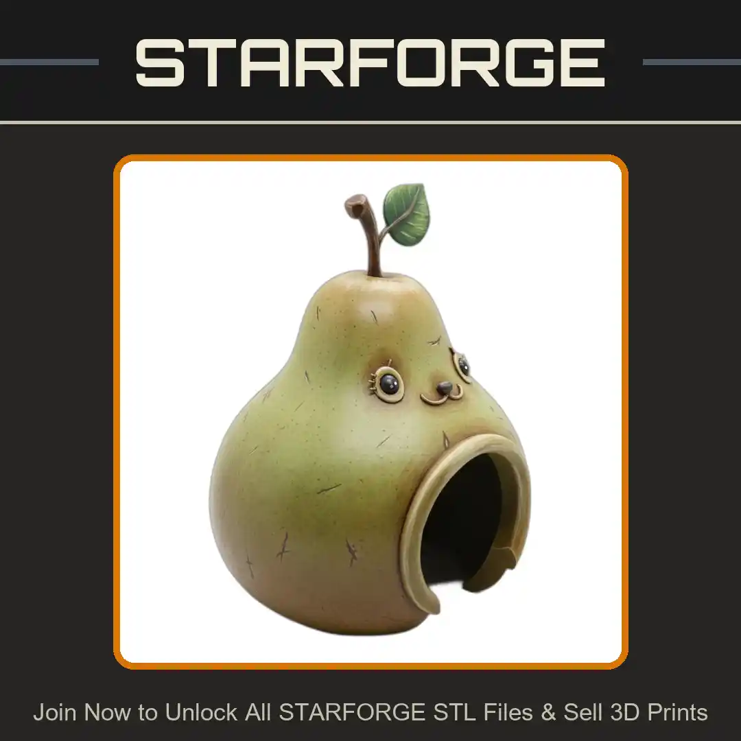 Pear Shaped Hideout Leaf Top Entry Hole Cute Face Design Reptile Fish Tank - 3D Printable STL File