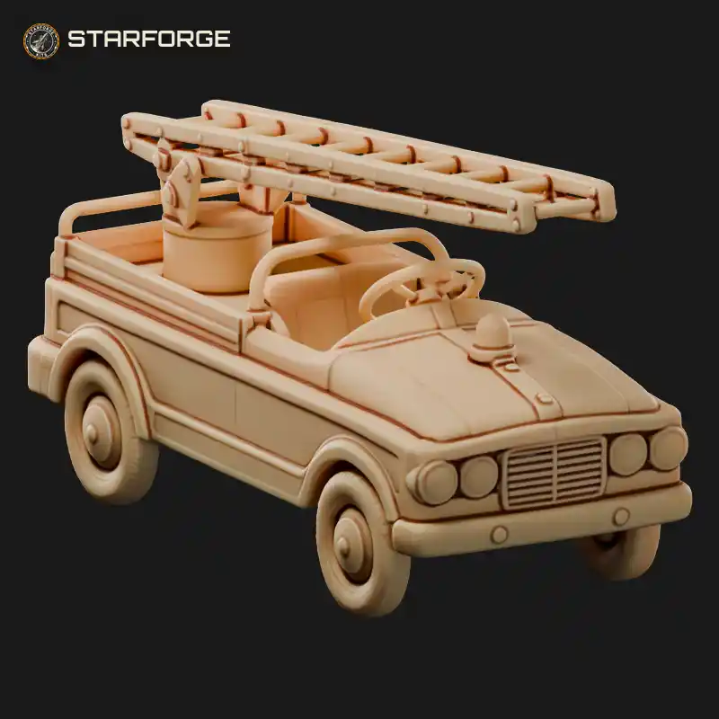 Pedal Car Fire Truck With Toy Ladder Bell Steering Wheel And Pedal Cranks