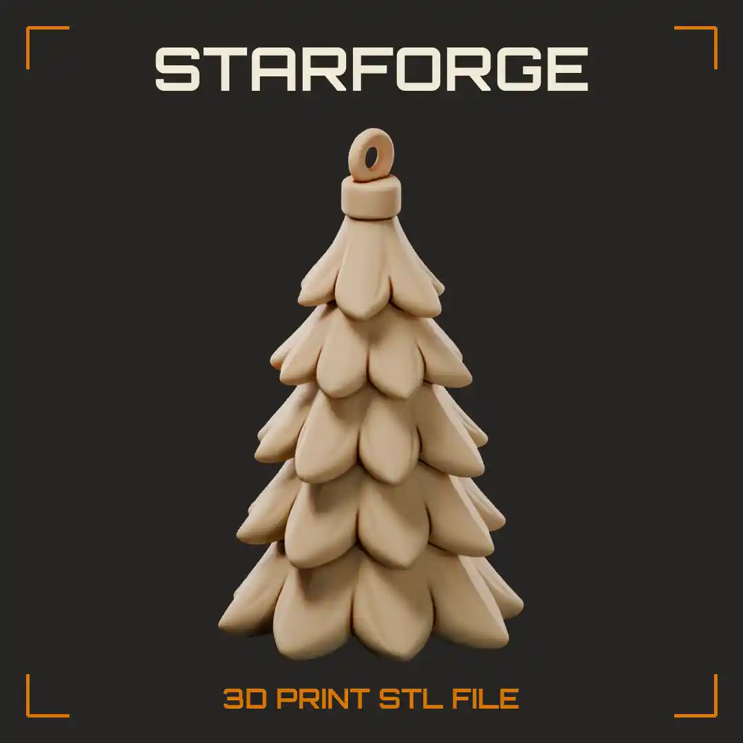 Pine Shaped Christmas Tree Ornament With Layered Boughs Hanging Loop And Star Tip