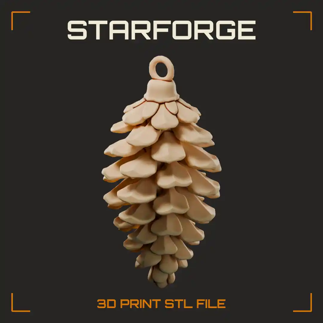 Pinecone Ornament with Open Layered Scales Snow Tips and Hanging Loop