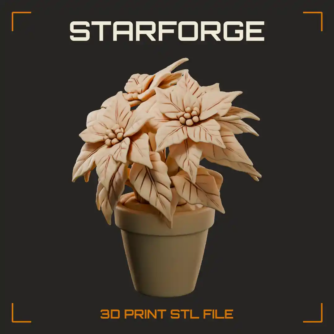 Poinsettia Pot Centerpiece With Layered Bracts Leaves And Ribbed Clay Pot