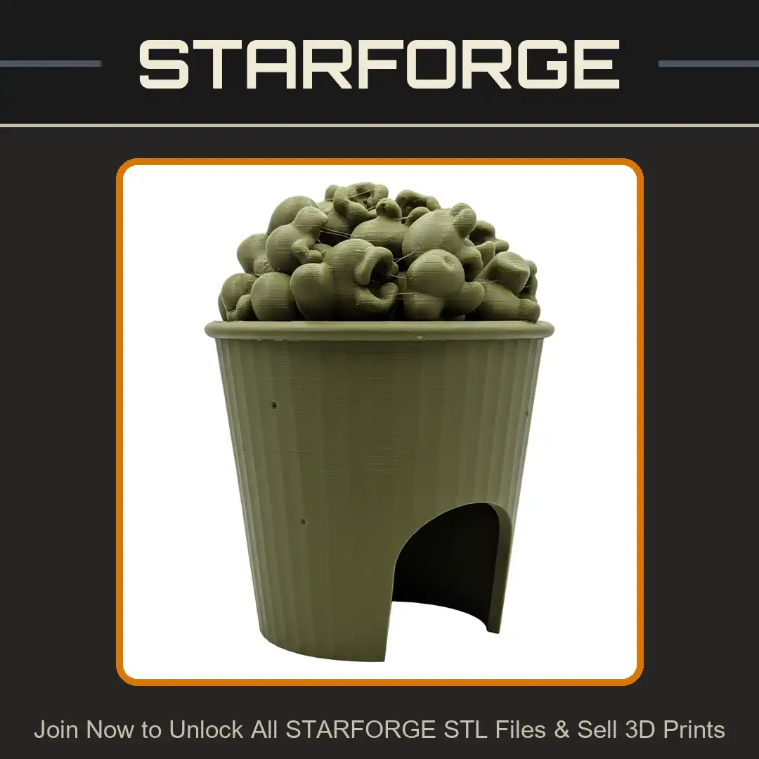 Popcorn Bucket Tub Movie Theater Snack Heaping Popped Corn Kernels Ribbed Arch Cutout - View 1 of 2