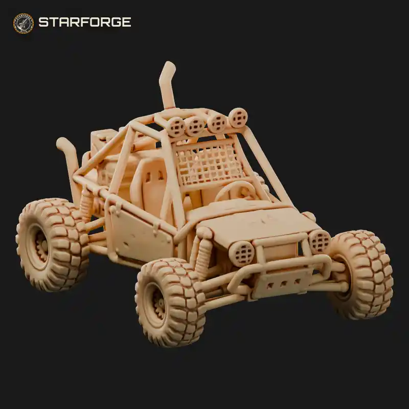 Post-Apocalyptic Dune Buggy with Roll Cage Scrap Armor and Knobby Tires