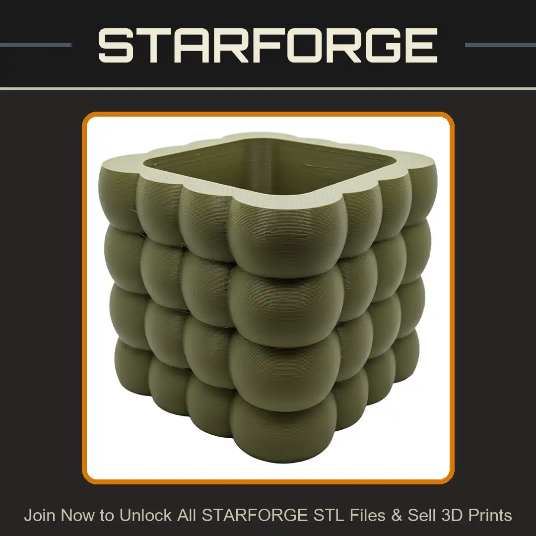 Puffy Bubble Cloud Cube Square Planter Pot Vase Textured Tufted Geometric Desk Organizer - View 1 of 2