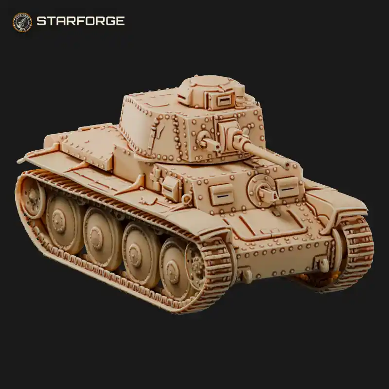 Pz 38t Czech Light Tank With Riveted Armour Four Large Road Wheels And 37mm Gun