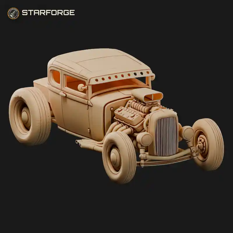 Rat Rod Hot Rod with Exposed Engine Velocity Stacks and Chopped Roof