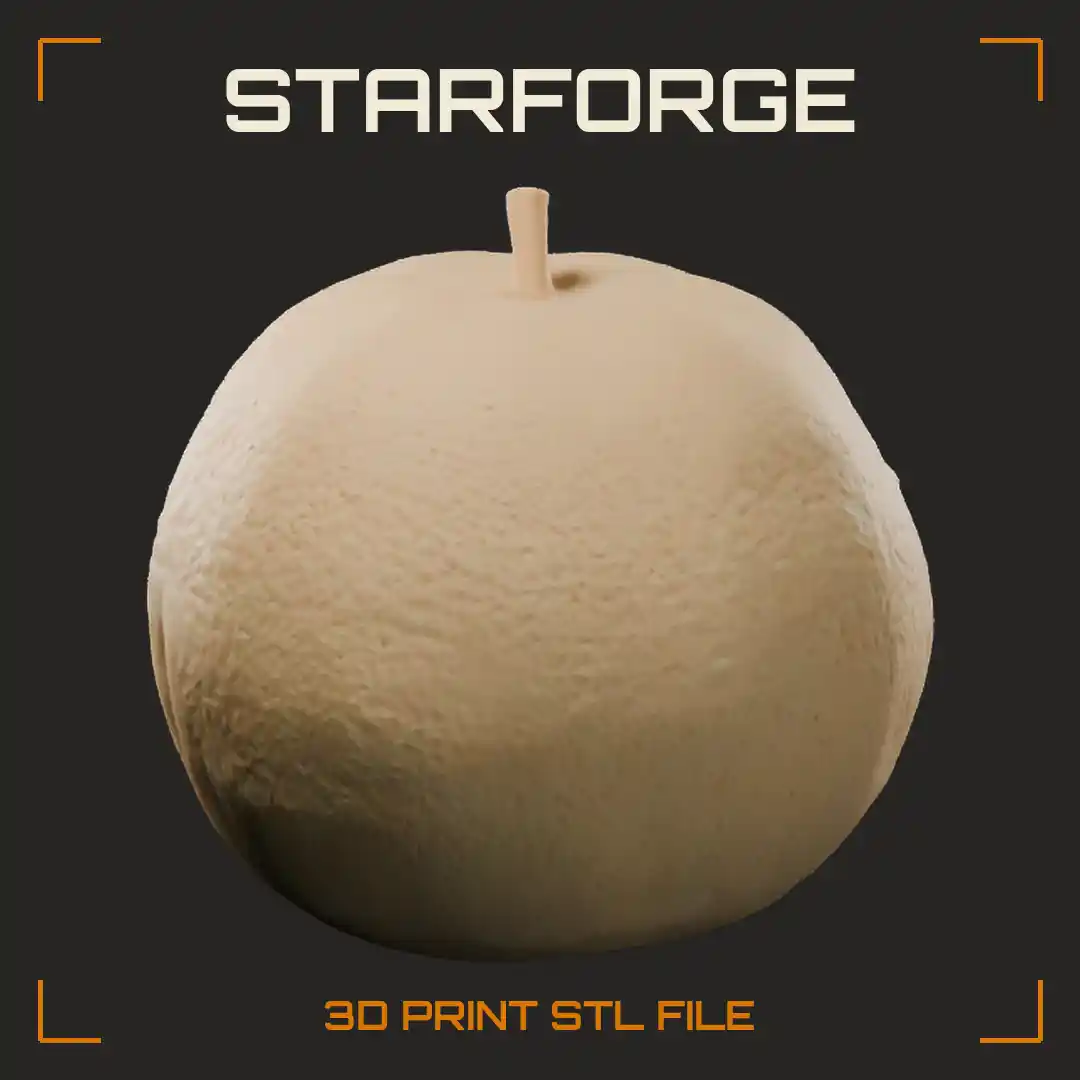 Realistic Whole Orange Fruit with Dimpled Peel and Short Stem