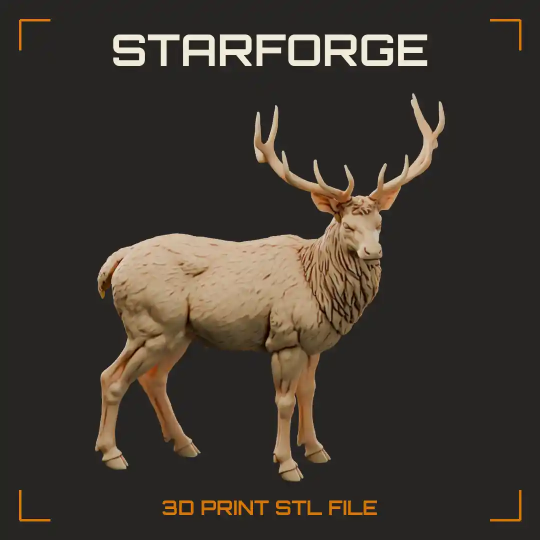 Red Deer Stag Standing with Branched Antlers Thick Neck and Rough Coat
