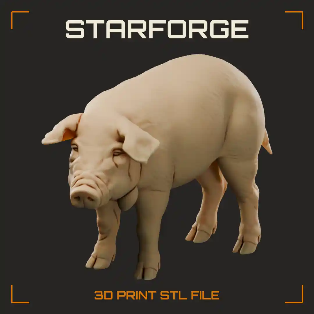 Red Wattle Hog Standing with Fleshy Neck Wattles Drooping Ears Long Body and Tail