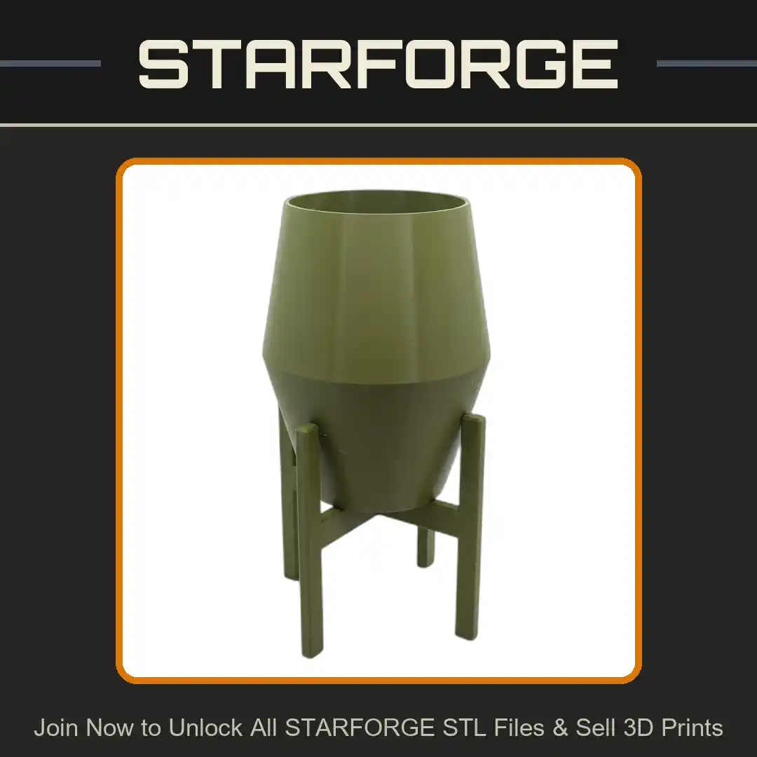 Retro Futurism Planter with Stand for Indoor Plants - 3D Printable STL File