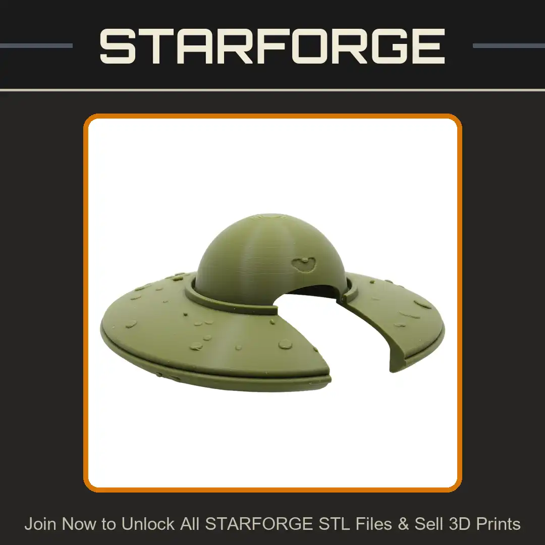 Retro UFO Flying Saucer Spaceship Dome Disc Cutaway Cratered Textured Alien Spacecraft - View 1 of 2