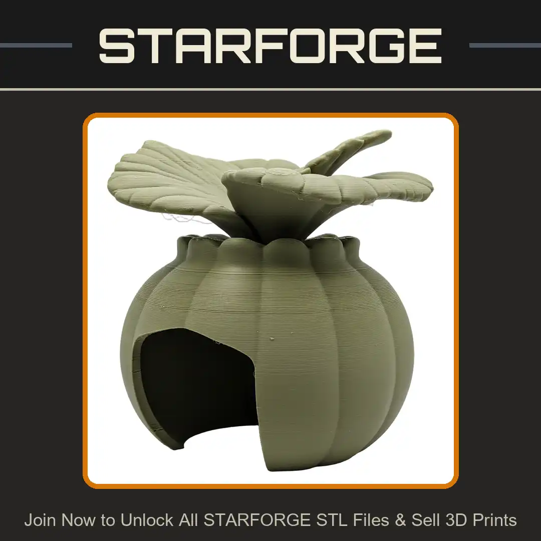 Ribbed Bulb Flower Hat Headpiece Petals Leaves Scalloped Rim Sprout Plant Bloom - View 1 of 2