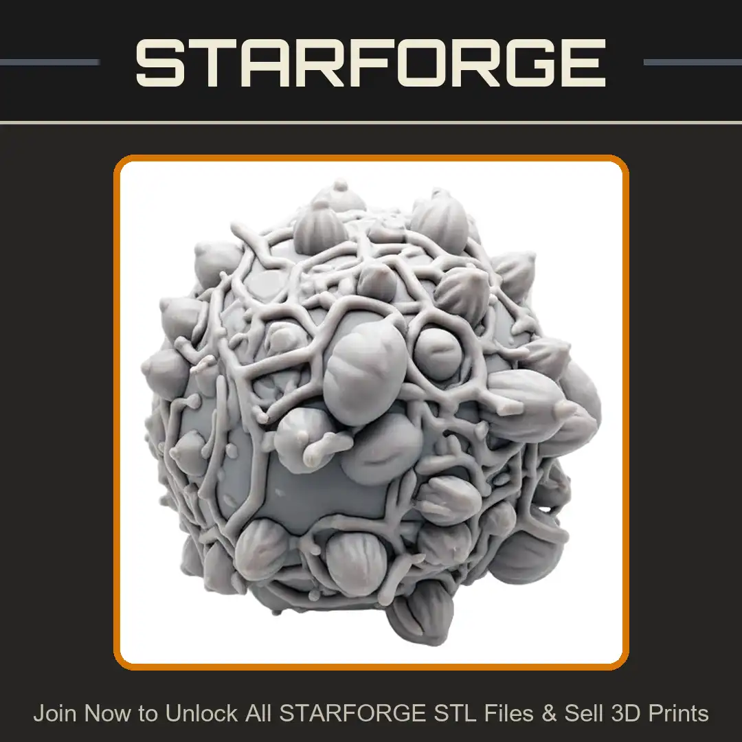 Ridged Spore Pod Alien Organic Growth Veined Infected Seed Bulbous Fungal Cyst Nodule - View 1 of 2