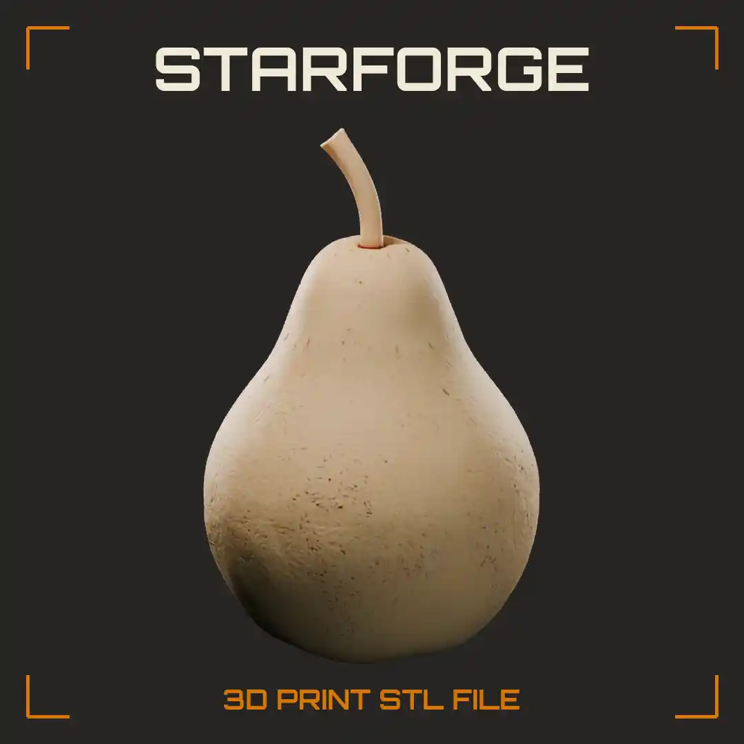 Ripe Textured Pear with Curved Woody Stem and Plump Rounded Base