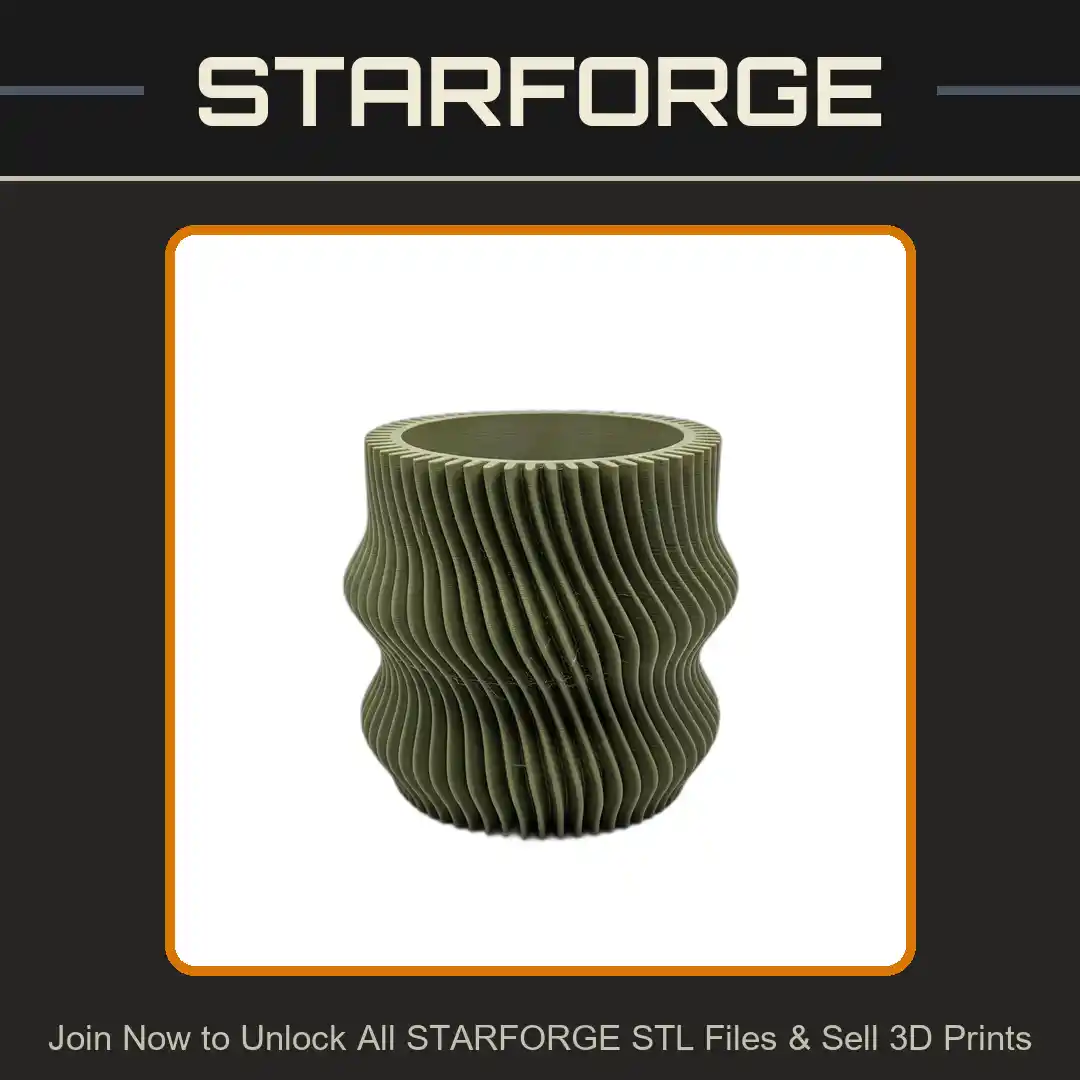 Rippled Wave Design Planter for Modern Indoor Decor Vase Mode - 3D Printable STL File