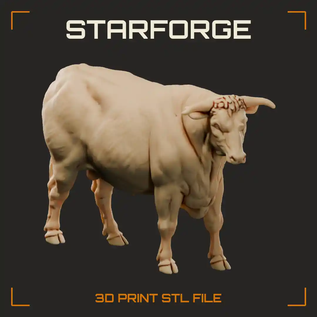 Roan Shorthorn Bull Standing in Profile with Short Curved Horns Blocky Body and Tail
