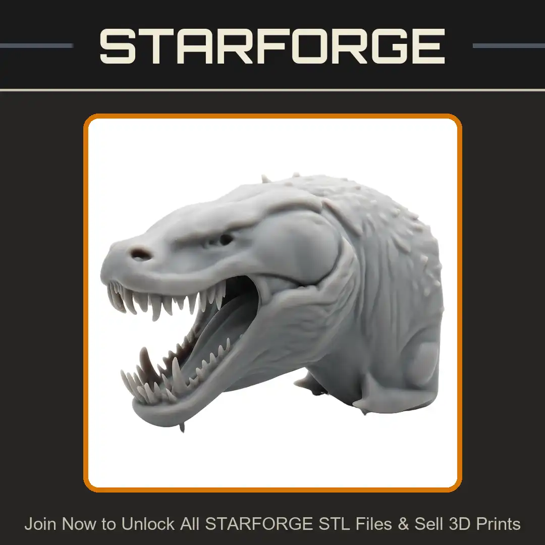 Roaring Crocodile Head Gaping Maw Sharp Teeth Fangs Tusks Scaly Spiky Armored Beast - View 1 of 2