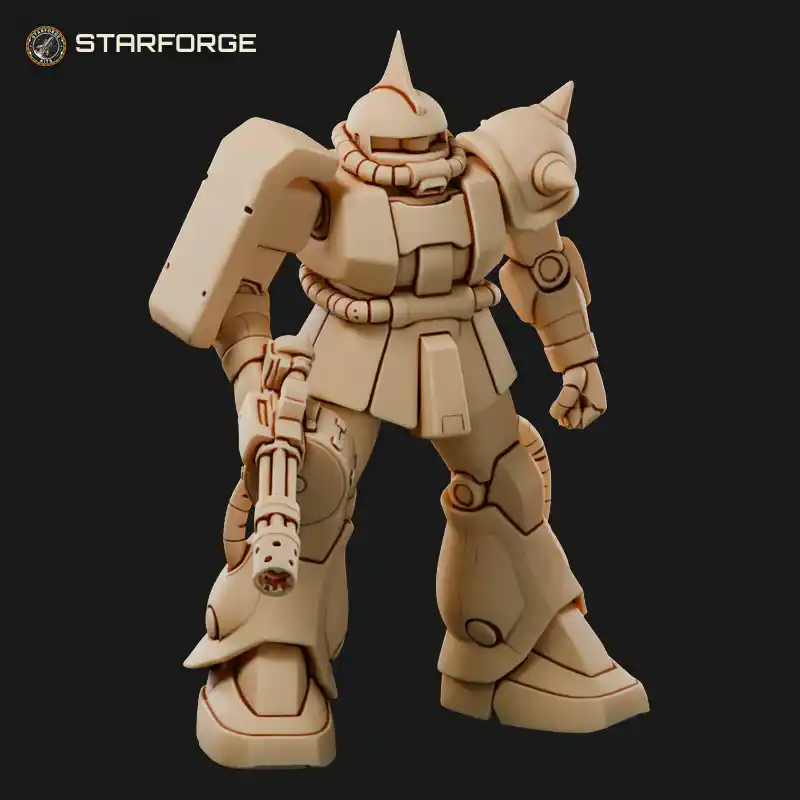 Robot Model Mobile Suit With Mono-Eye Rail Drum Machine Gun And Round Shoulders