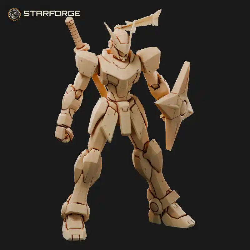 Robot Ninja Mobile Suit With Shuriken Shield Katana And Visor Head