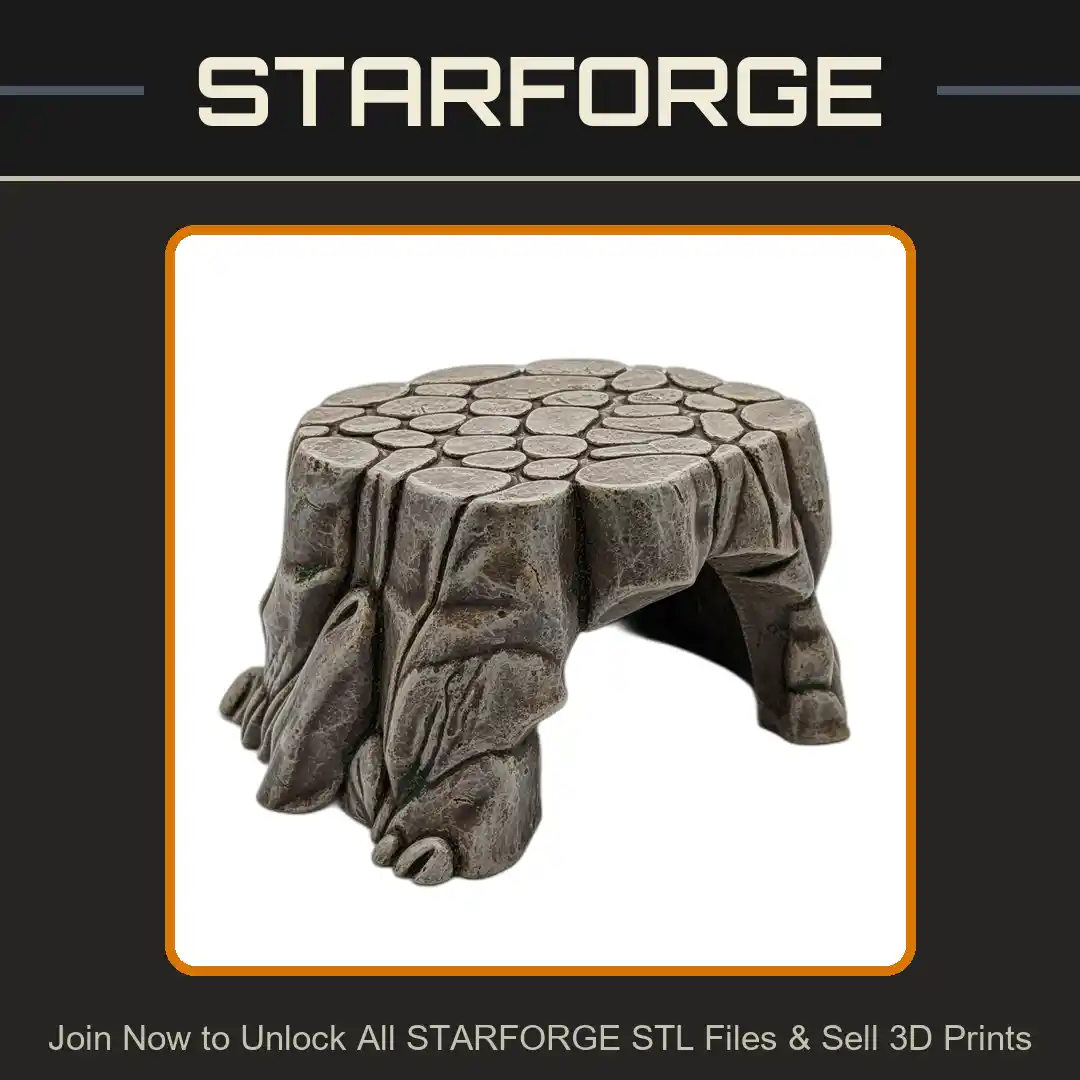 Rocky Cave Natural Stone Texture Animal Foot Base Reptile Fish Tank - 3D Printable STL File