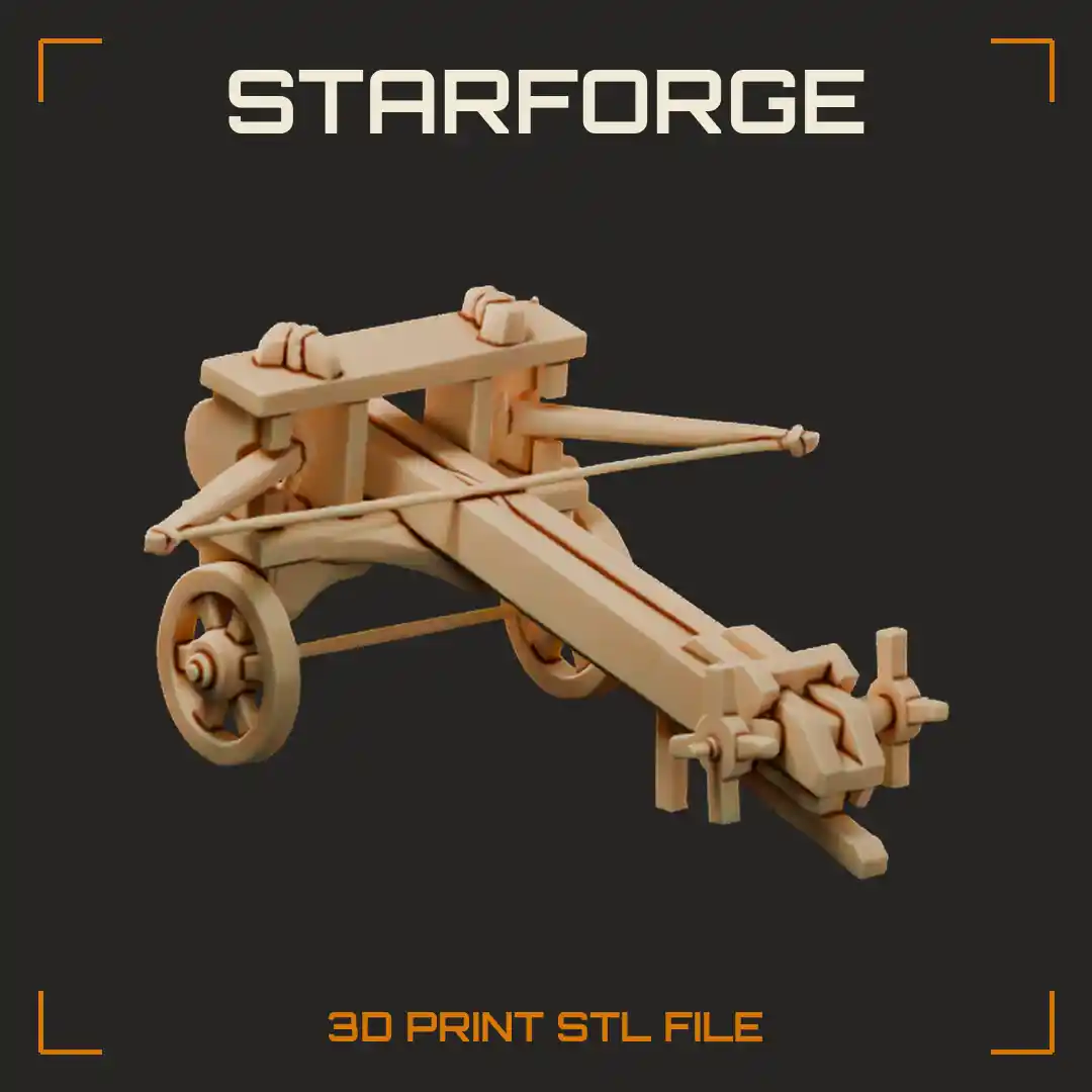 Roman Wheeled Ballista Bolt Thrower with Torsion Springs Bow Arms and Slider Rail