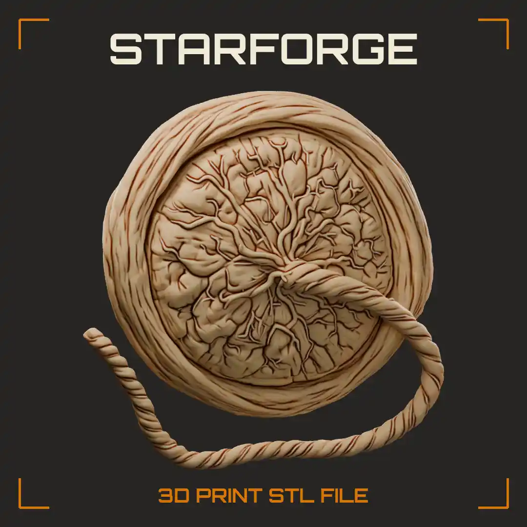 Round Placenta Fetal Surface with Branching Chorionic Vessels and Twisted Umbilical Cord - 3D Printable STL File
