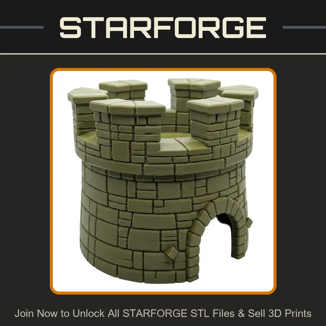 Round Stone Tower Turret Bastion Parapet Crenellated Archway Castle Keep Watchtower - View 1 of 2