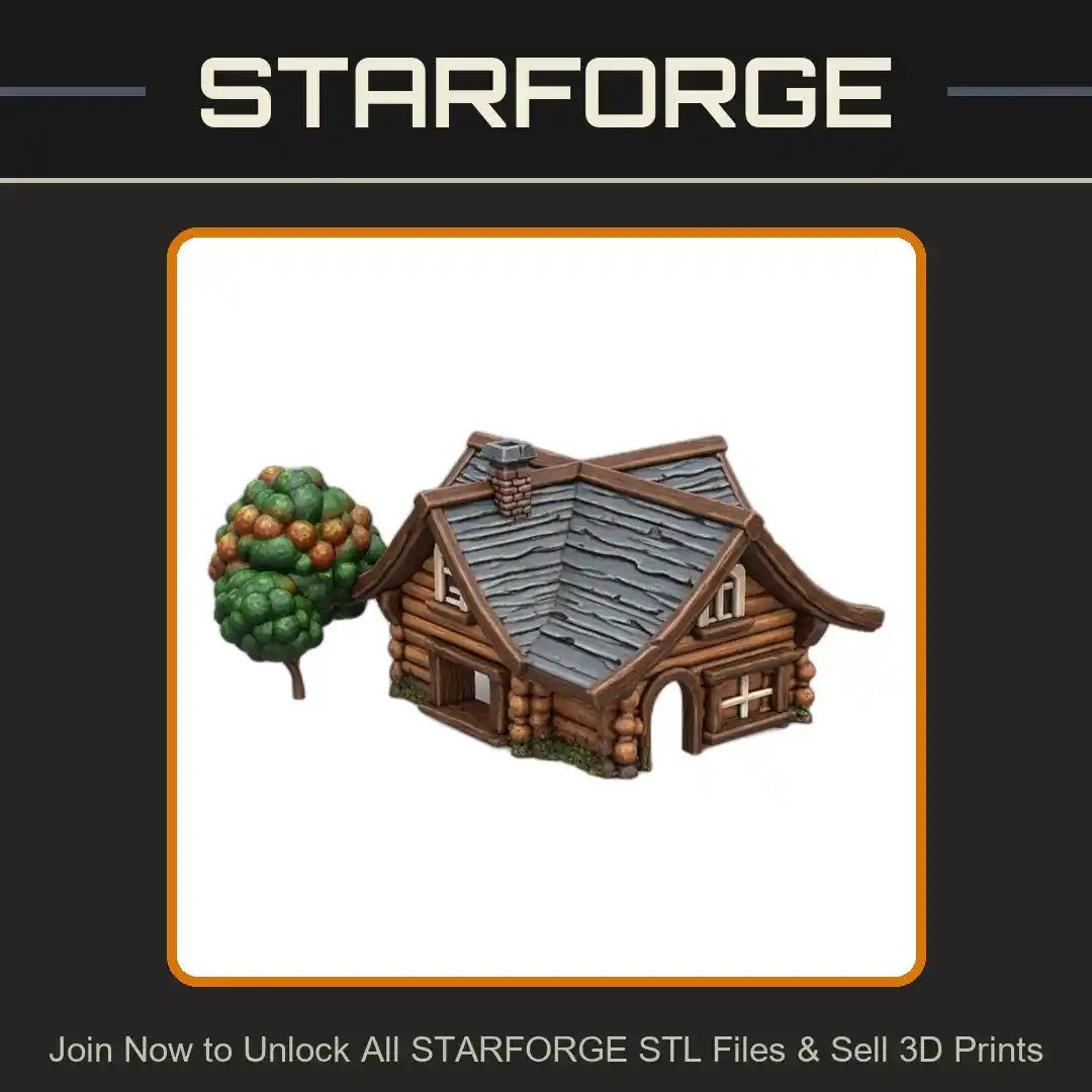 Rustic Log Cabin Pet Hide with Tree for Small Animals - 3D Printable STL File