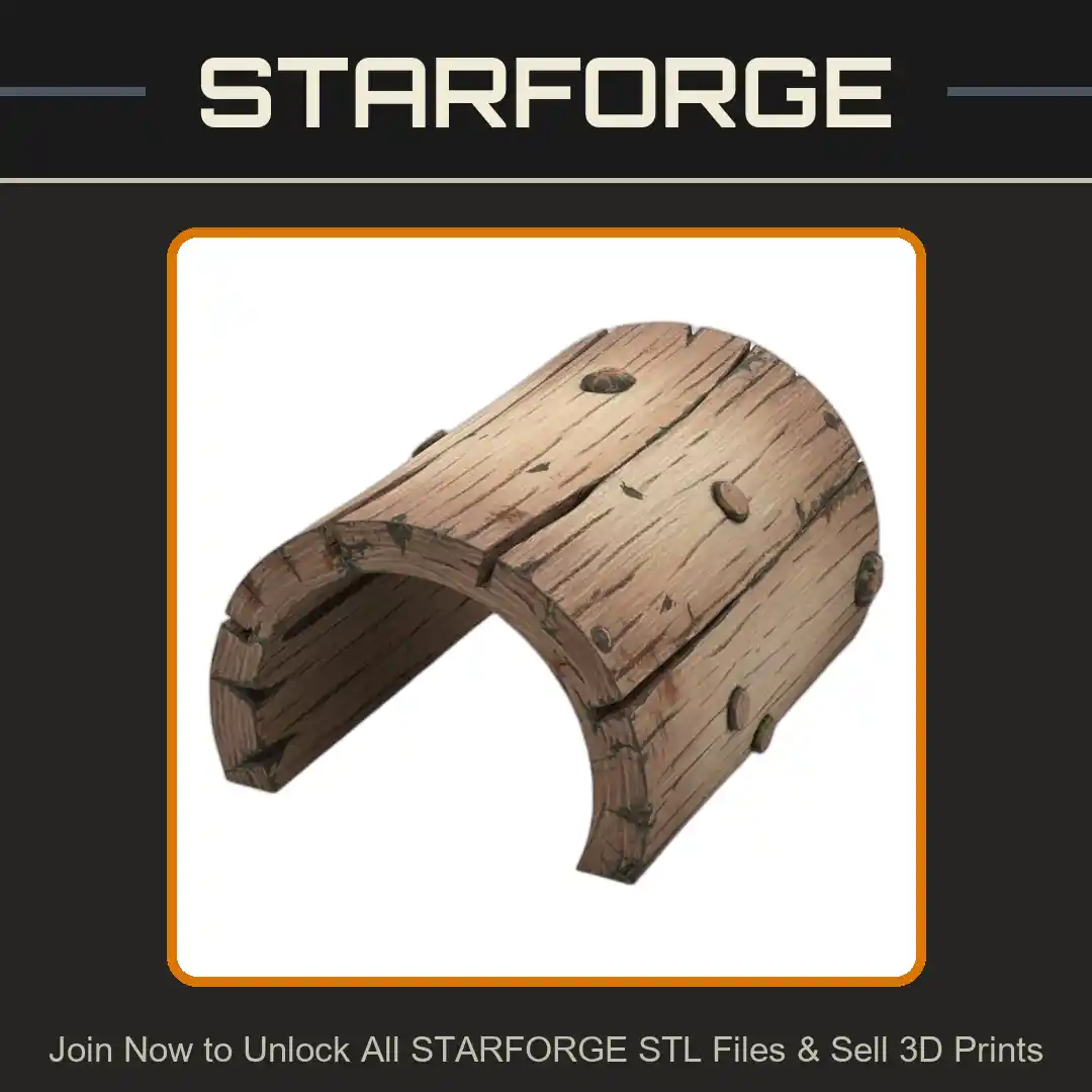 Rustic Log Tunnel Pet Hide for Reptiles and Small Animals - 3D Printable STL File