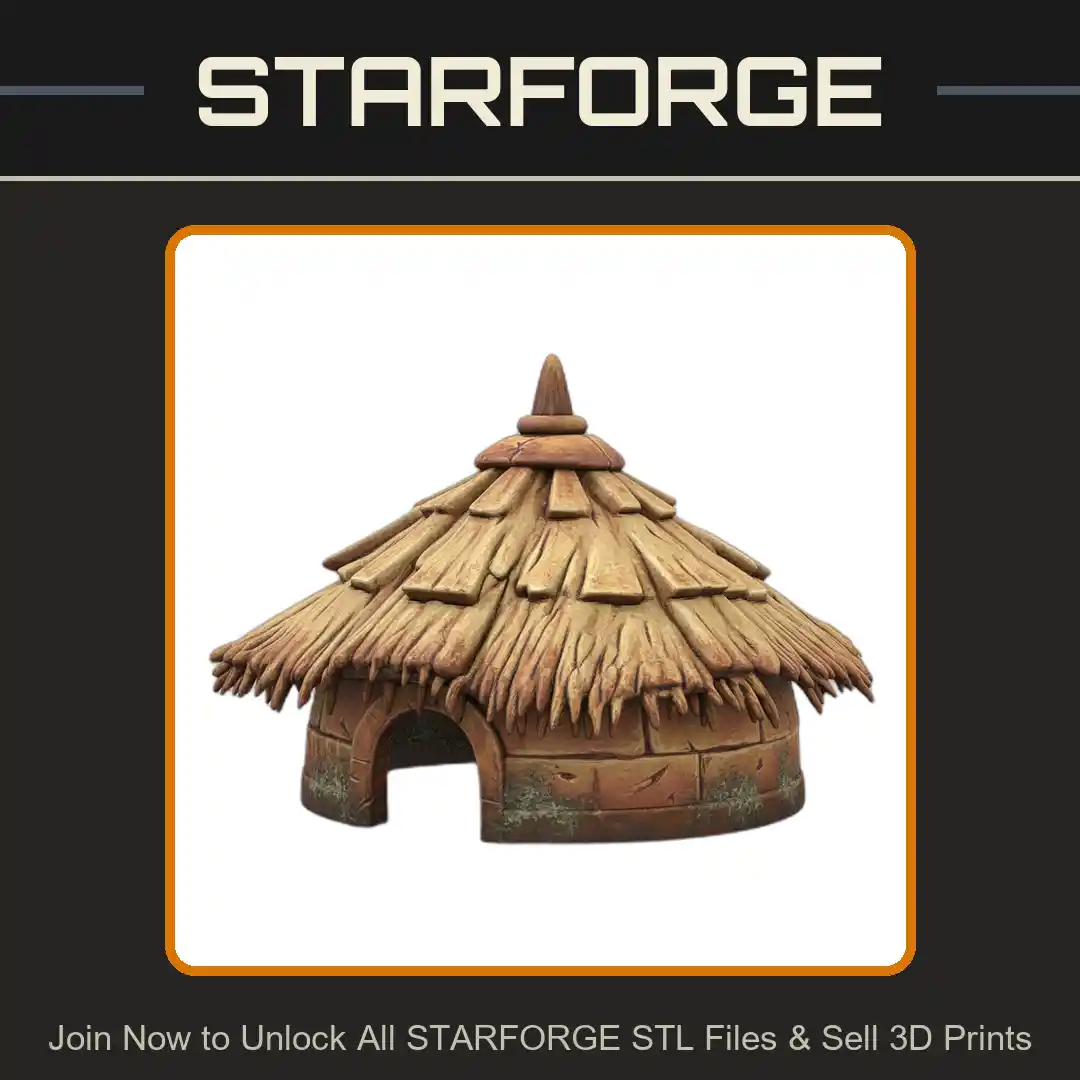 Rustic Straw Hut Pet Hide for Small Animals - 3D Printable STL File
