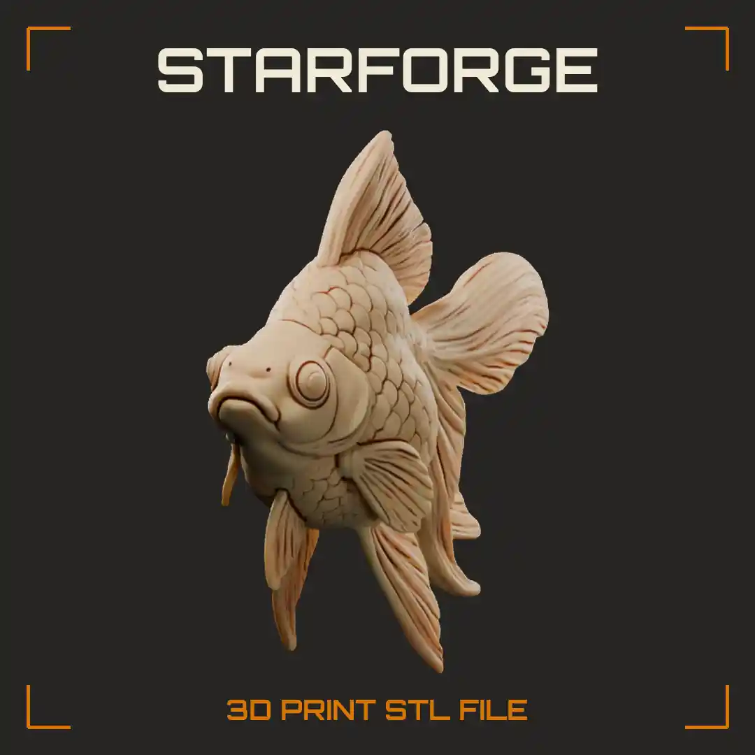 Ryukin Fancy Goldfish with Humped Back Deep Body Scales and Flowing Twin Tail