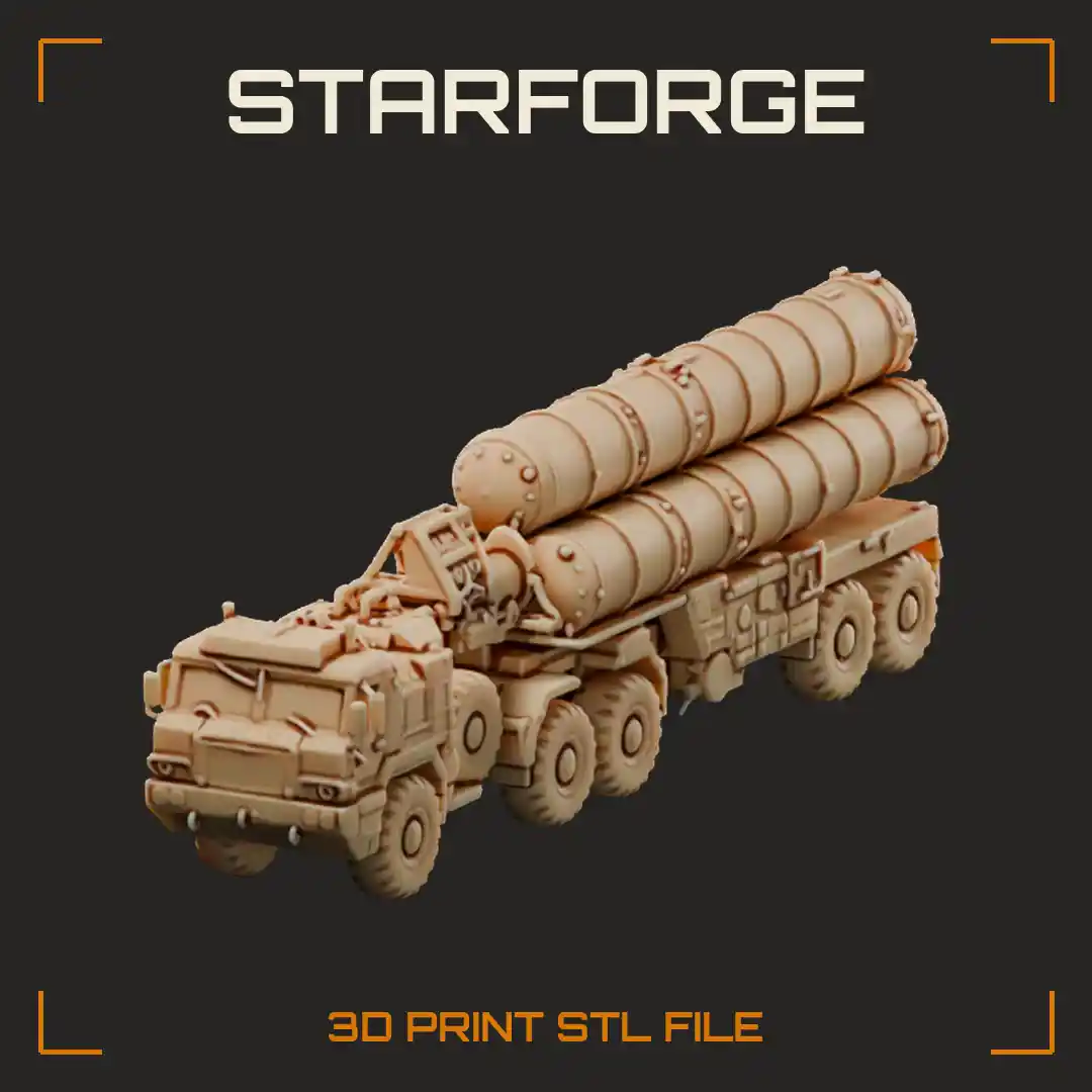 S-400 Missile Launcher Truck with Four Canister Tubes on Eight Wheel Tractor Trailer