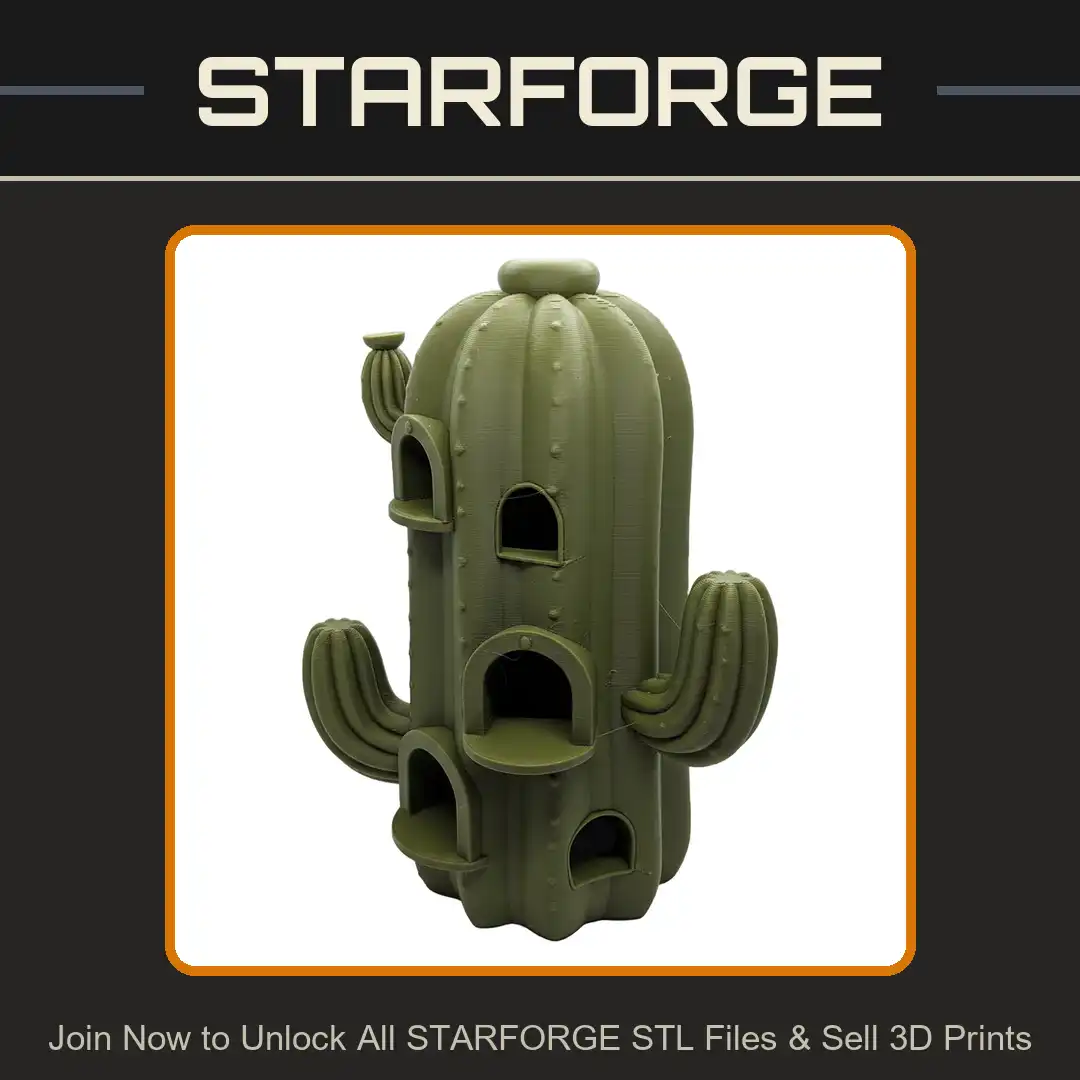 Saguaro Cactus House Desert Building Arched Windows Balcony Tiered Outpost Dwelling - View 1 of 2