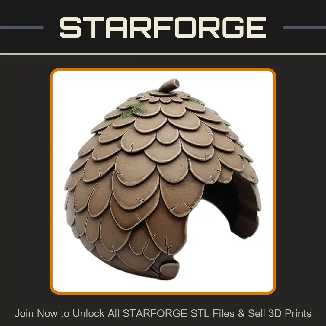 Scaled Dome Shelter Textured Overlapping Panels Entrance Opening Reptile Fish Tank - 3D Printable STL File