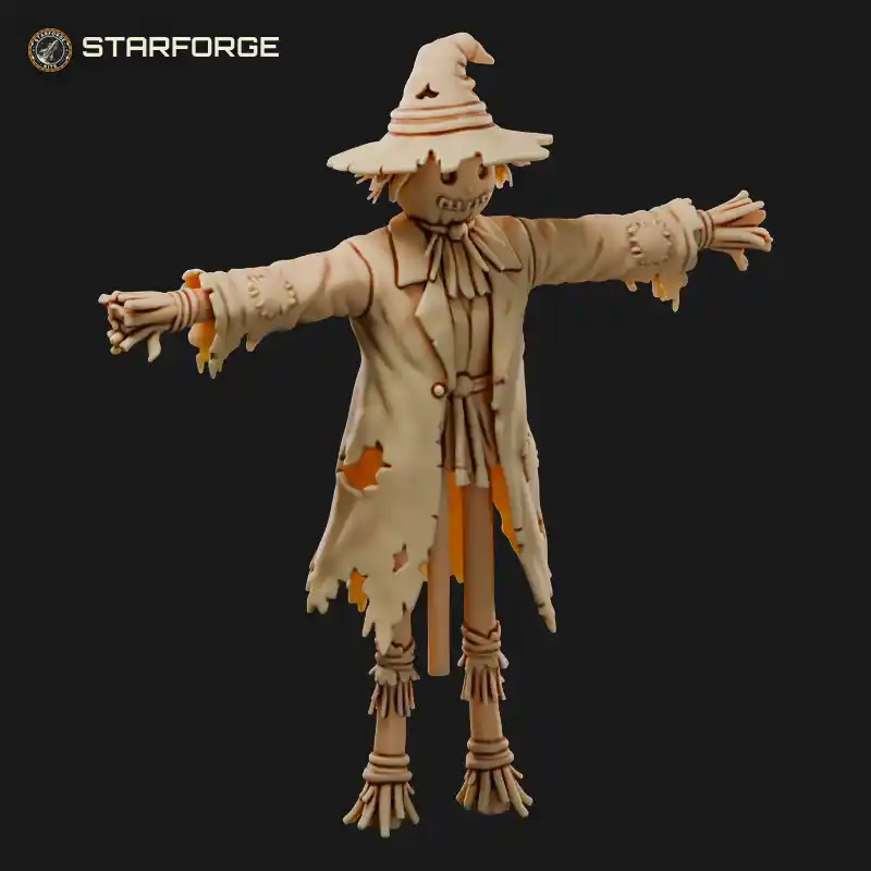 Scarecrow Post With Tattered Coat Sack Head And Straw Stuffing